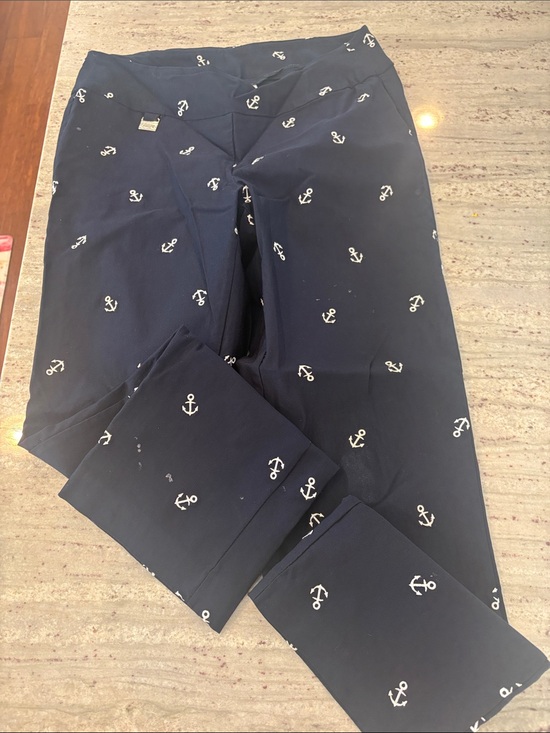 Lulu-B Pants - Womans Navy Anchor Print Leggings